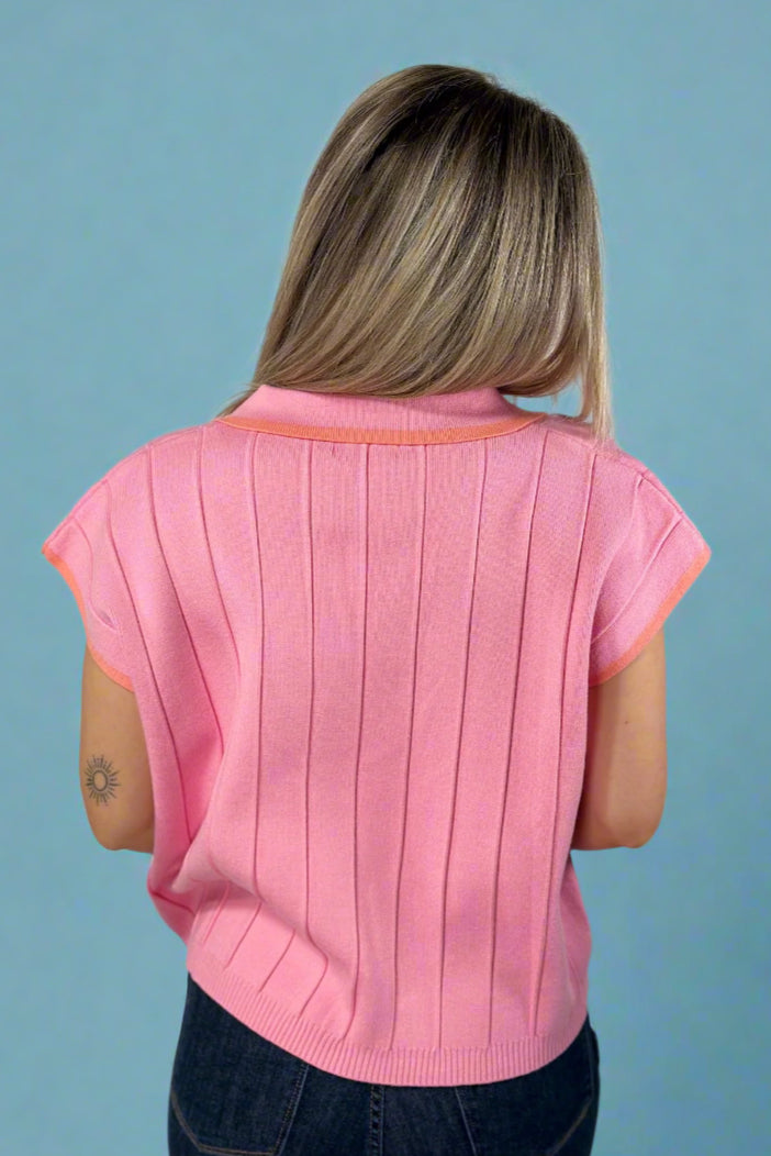 Collared Sweater Vest - Punch