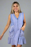 Mineral Washed Zipper Front Dress - Orchid Blue