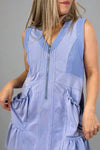 Mineral Washed Zipper Front Dress - Orchid Blue