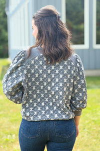 Floral Quilted Sweatshirt - Charcoal