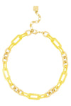Metal and Resin Link Collar Necklace - Yellow