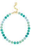 Multicolor Glass Bead Collar Necklace - Green