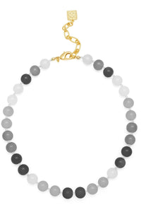 Multicolor Glass Bead Collar Necklace - Black