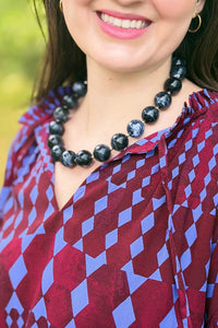 Marble Bead Necklace - Black
