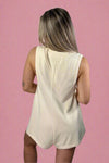 Sleeveless Pintuck Detail Romper Cream