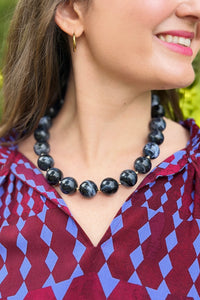 Marble Bead Necklace - Black