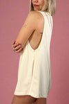 Sleeveless Pintuck Detail Romper Cream