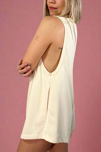 Sleeveless Pintuck Detail Romper Cream