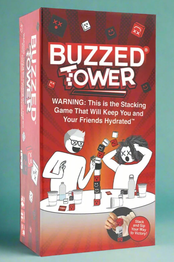 A drinking party game that involves stacking blocks.