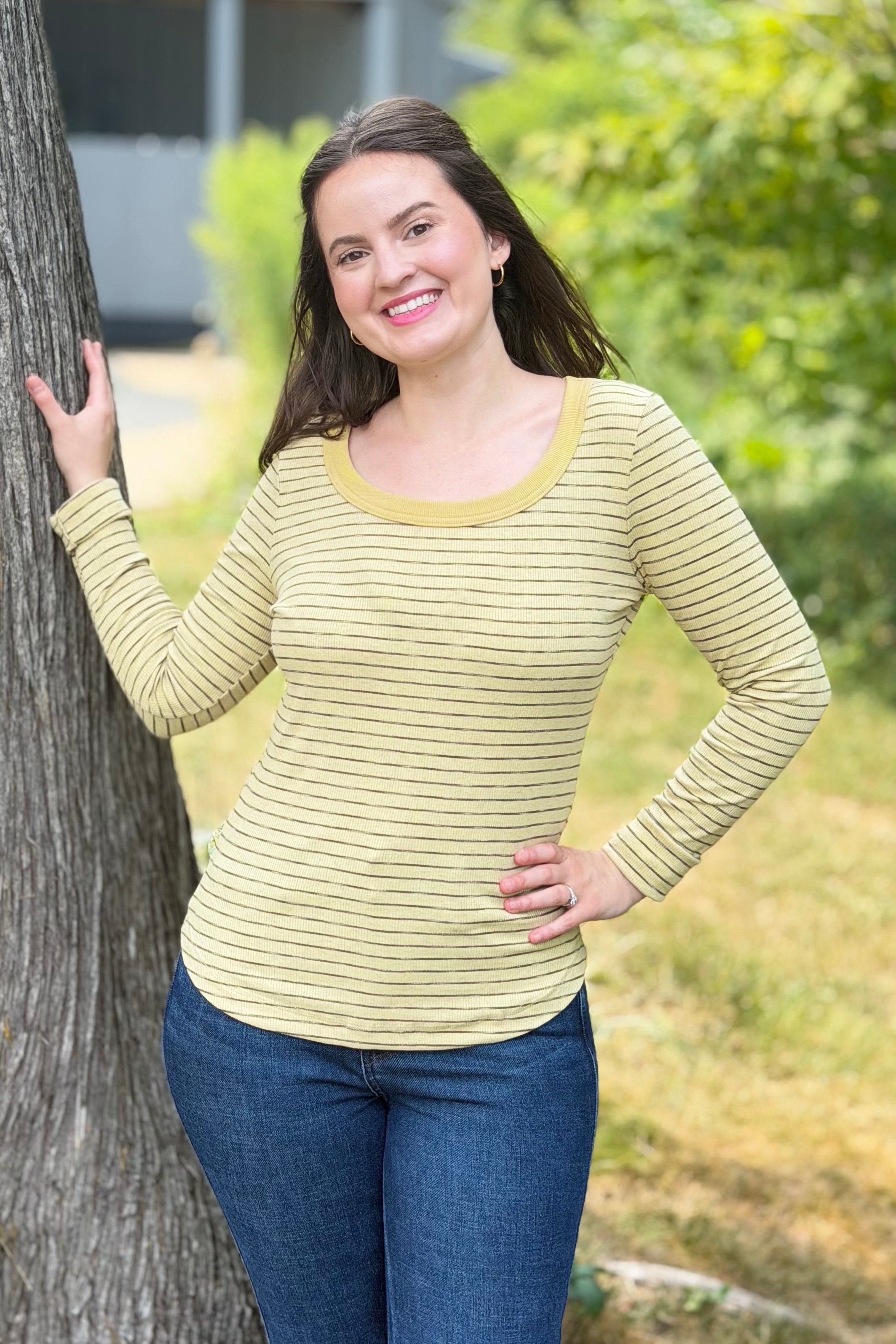 Striped Rib Top - Butter Yellow