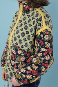 Floral Pattern Taped Padded Jacket