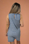 Striped Casual Romper -  Blue Denim