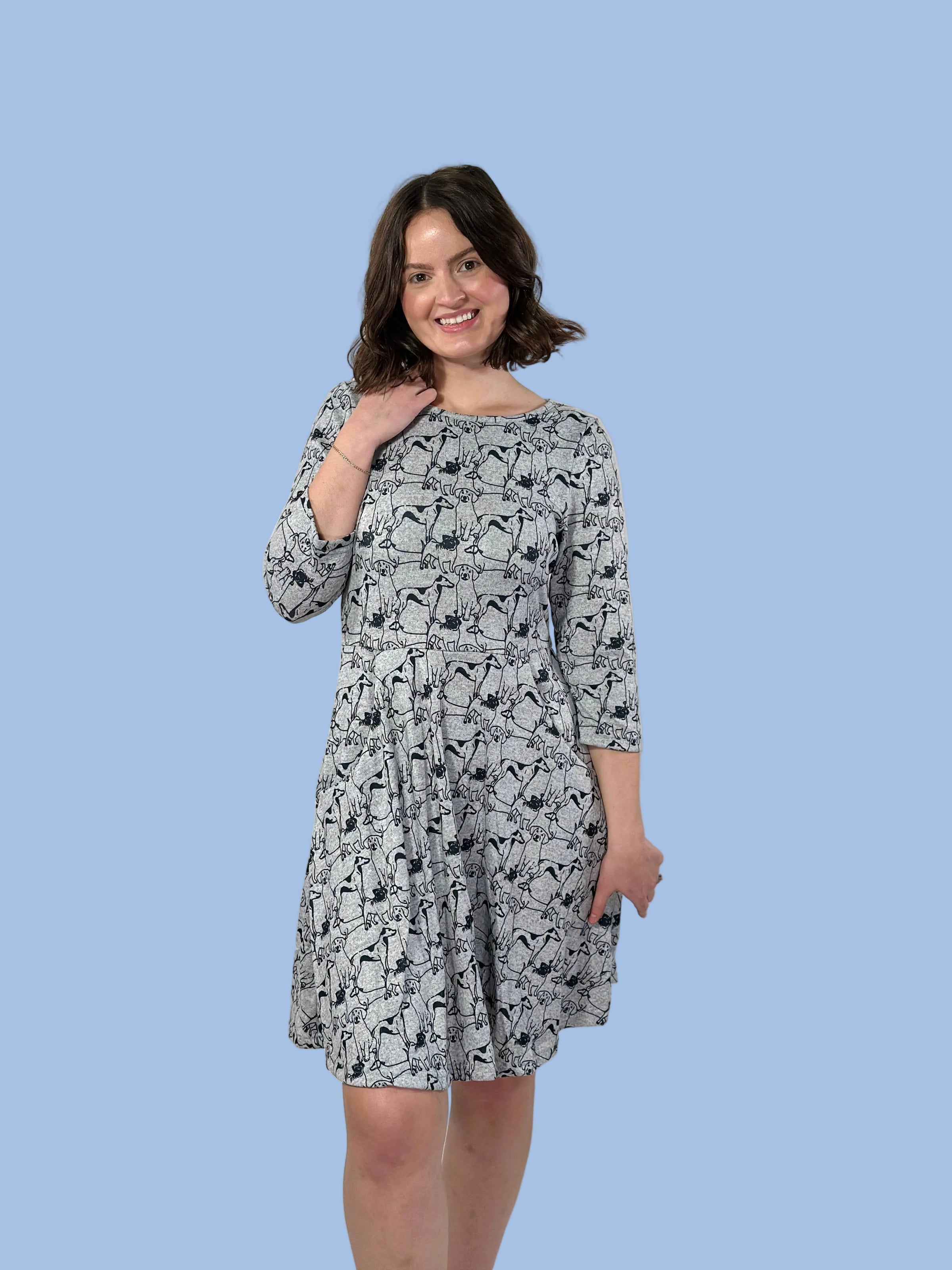 Dog Print Vintage Inspired Winter Tunic Dress