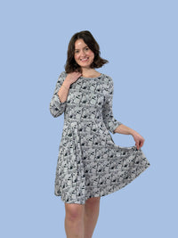 Dog Print Vintage Inspired Winter Tunic Dress