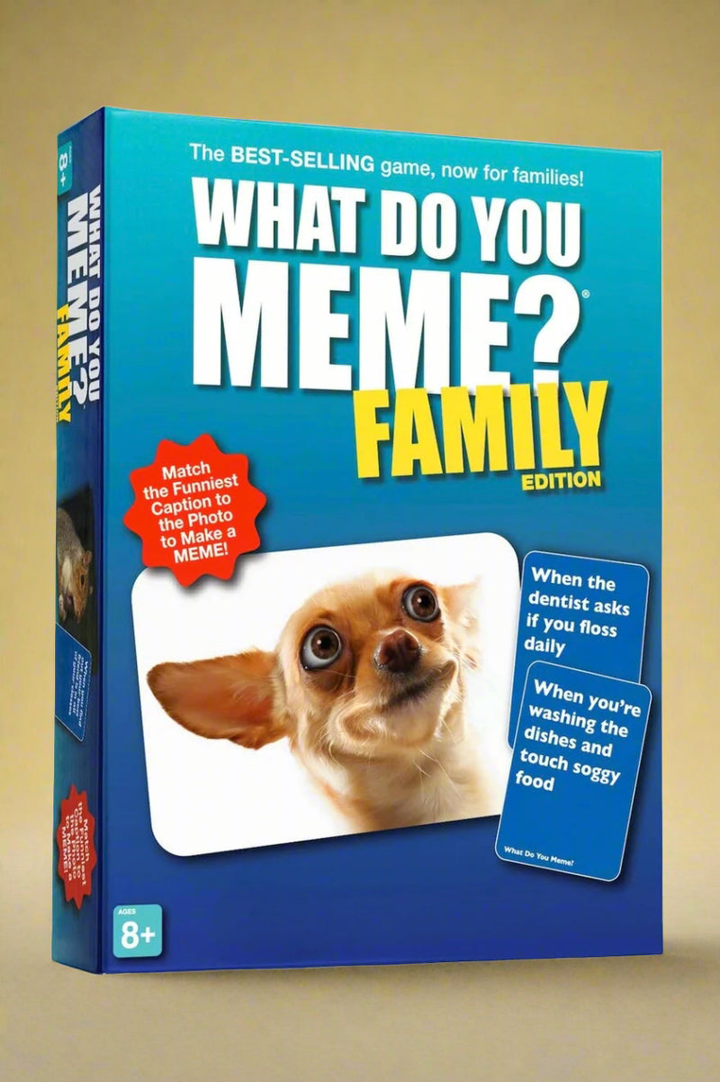 Image of the game What Do You Meme? family Edition. For 8 years and up.