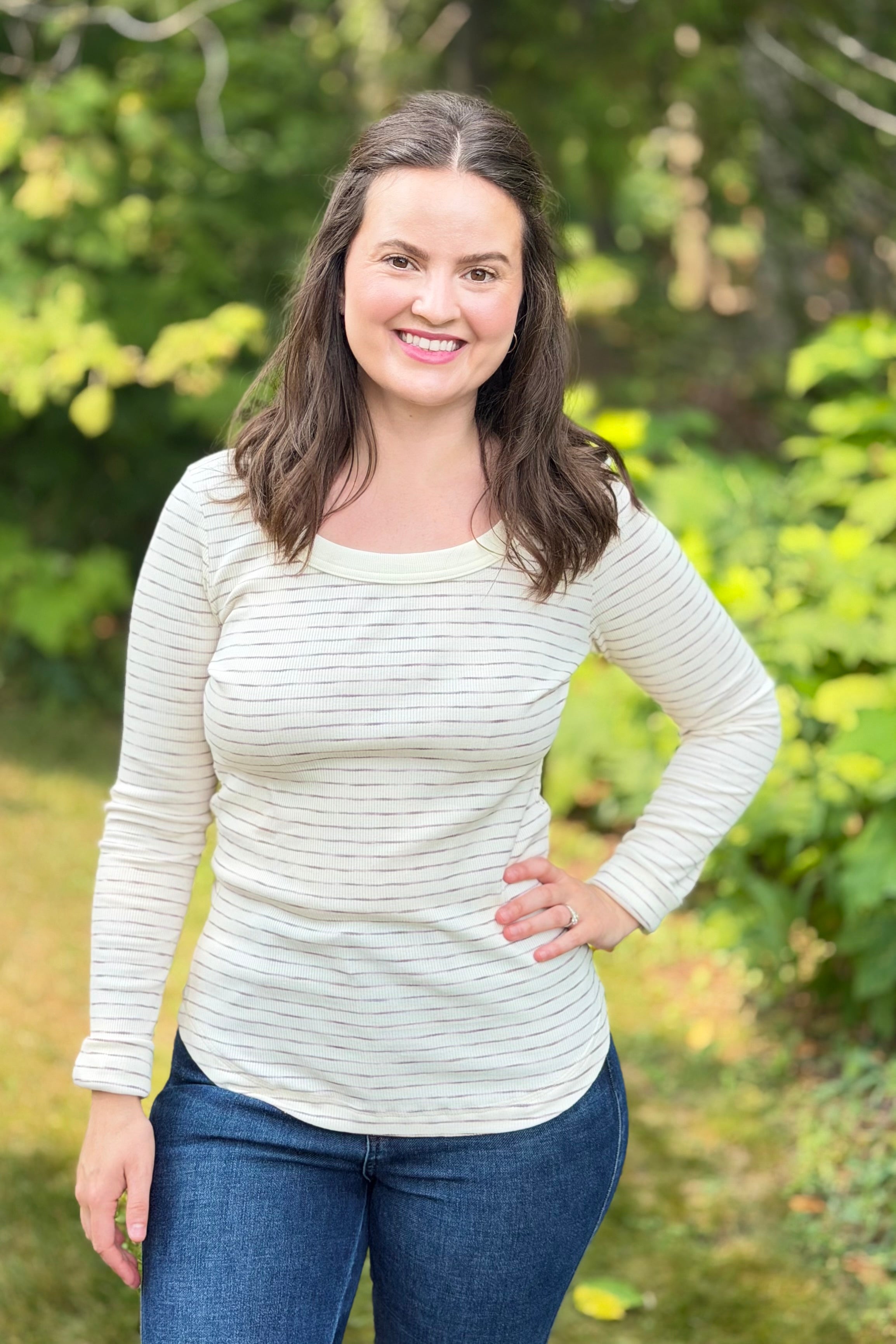 Striped Rib Top - Ivory