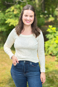Striped Rib Top - Ivory