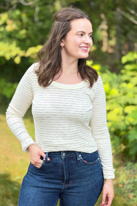 Striped Rib Top - Ivory