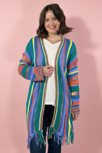 Fringe Rainbow Cardigan - Green