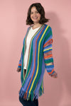 Fringe Rainbow Cardigan - Green