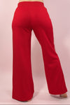 Wide Leg Athletic Stripe Pants - Red