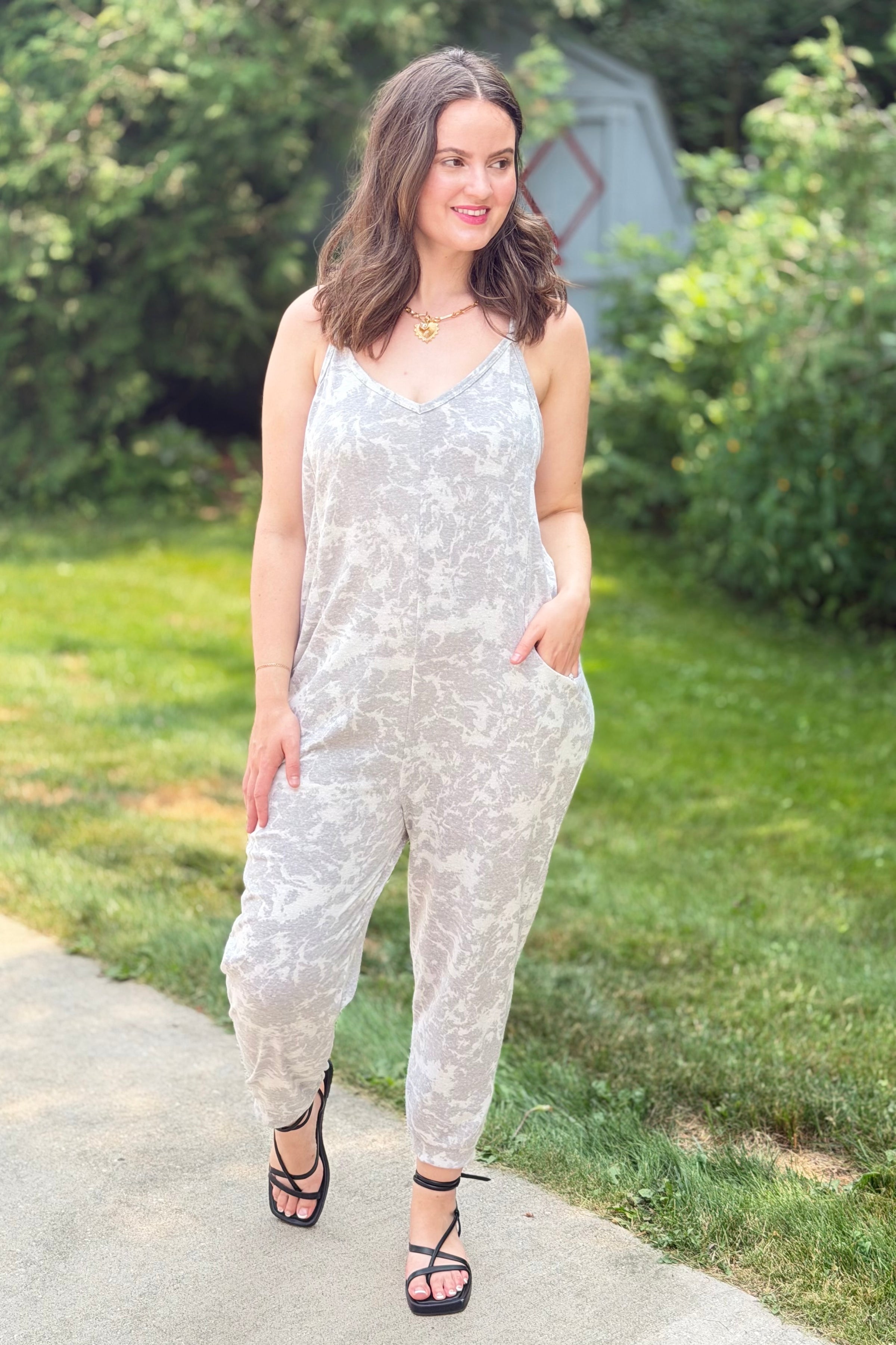 Tie-Dye Jogger Jumpsuit - Grey