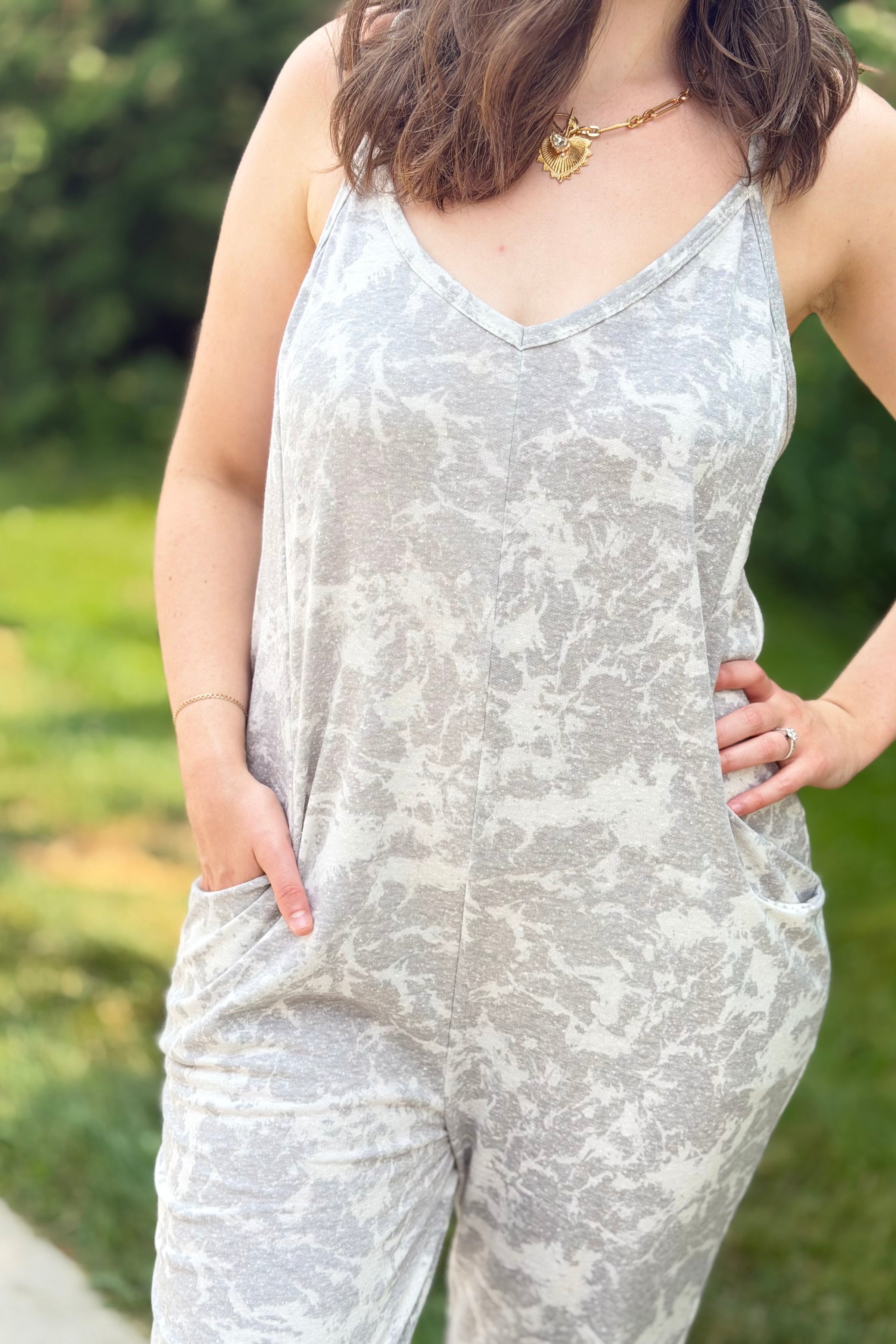 Tie-Dye Jogger Jumpsuit - Grey