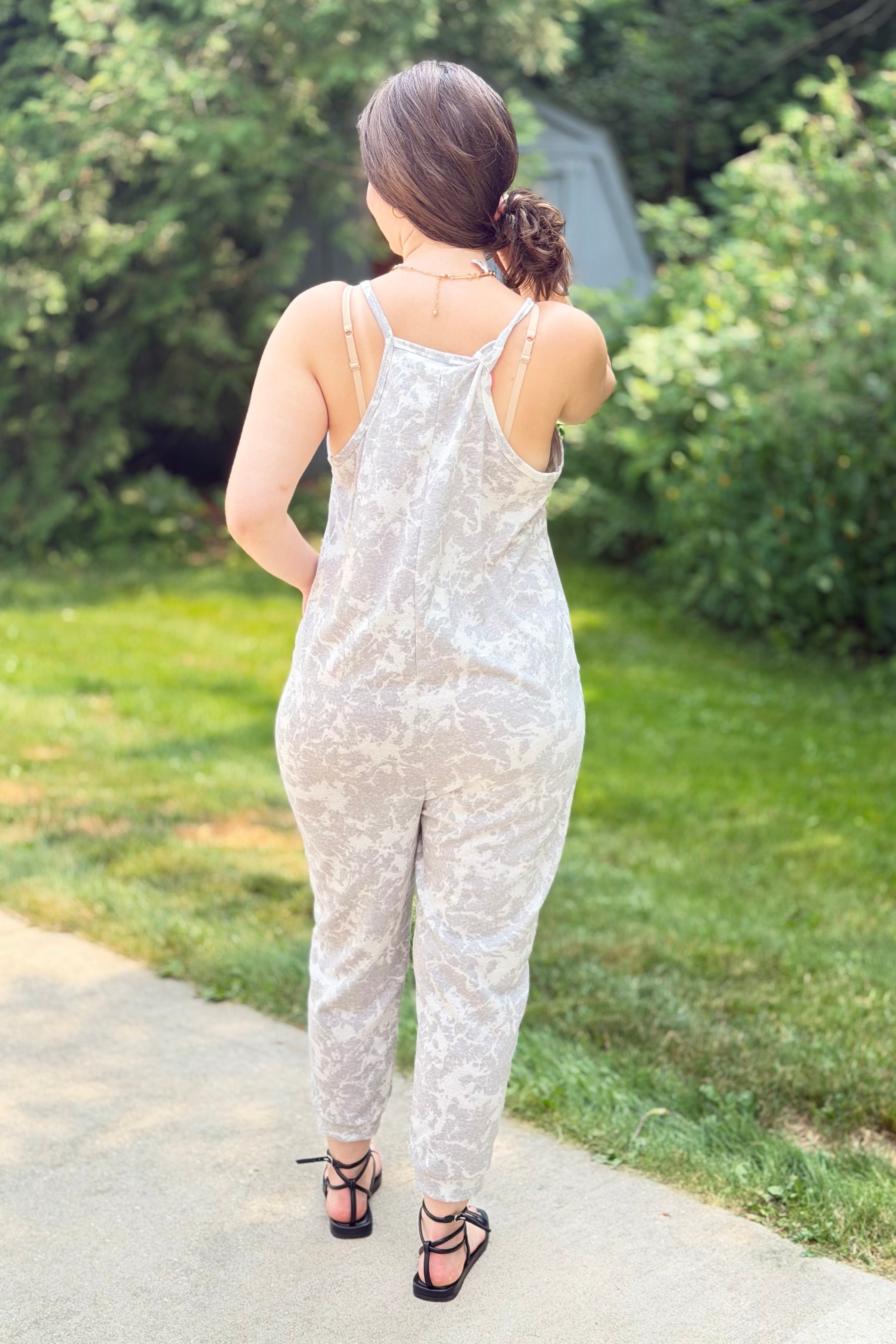 Tie-Dye Jogger Jumpsuit - Grey