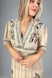 Boho Breeze Tiered Maxi Dress Latte