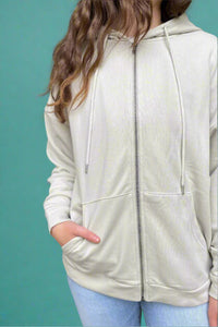 Essential Zip Up Hoodie - Smokey Taupe