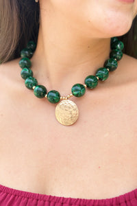 Bead & Disk Necklace - Green