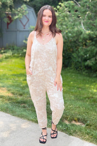 Tie-Dye Jogger Jumpsuit - Sand