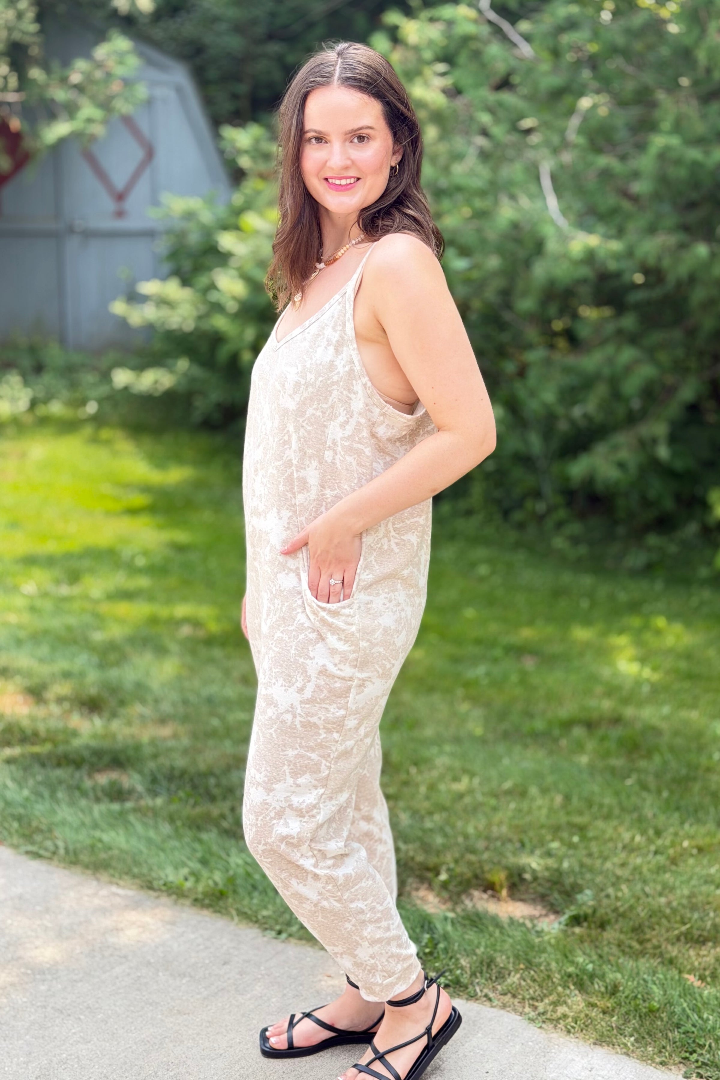 Tie-Dye Jogger Jumpsuit - Sand