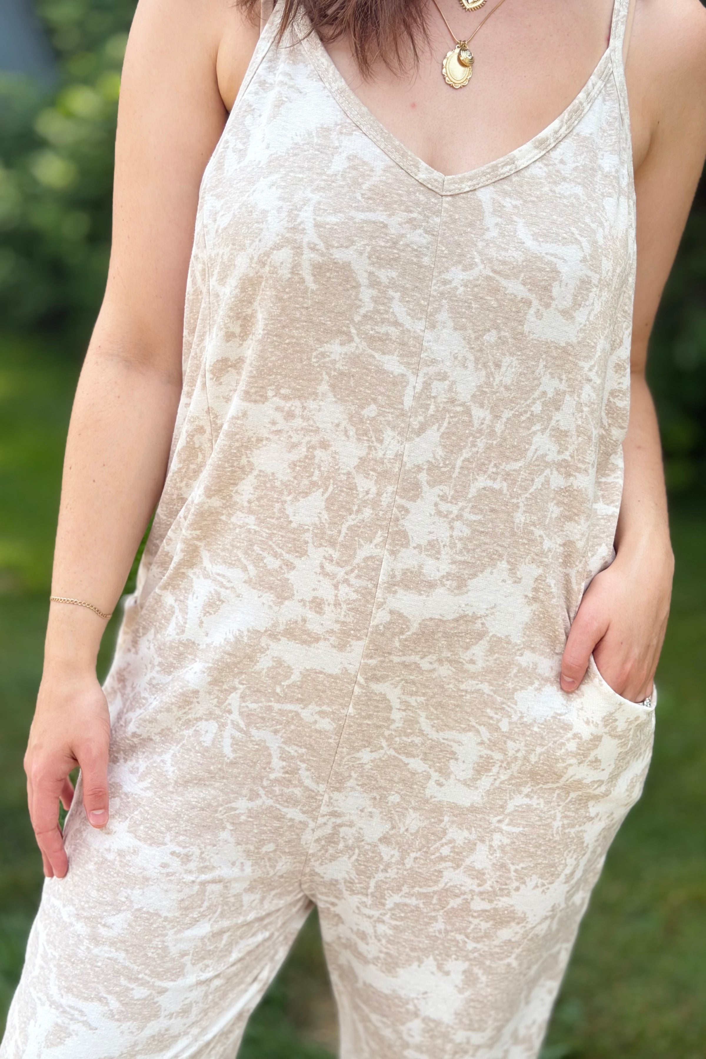 Tie-Dye Jogger Jumpsuit - Sand