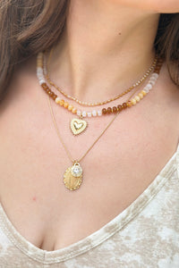 Layered Heart & Charm Necklace - Natural