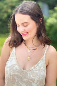 Layered Heart & Charm Necklace - Natural
