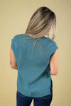Ribbed Knit V-Neck Vest Top - Teal