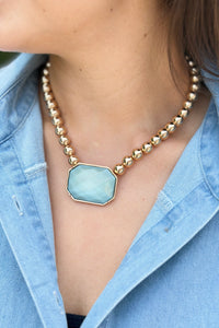 Octagone Stone Necklace - Green