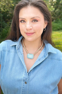 Octagone Stone Necklace - Green