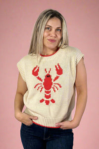 Sleeveless Lobster Sweater - Cream