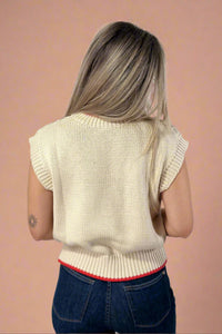 Sleeveless Lobster Sweater - Cream