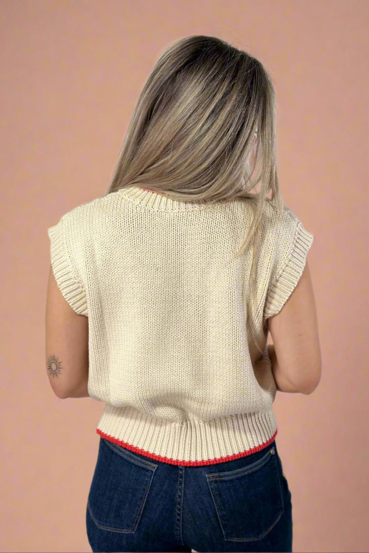 Sleeveless Lobster Sweater - Cream
