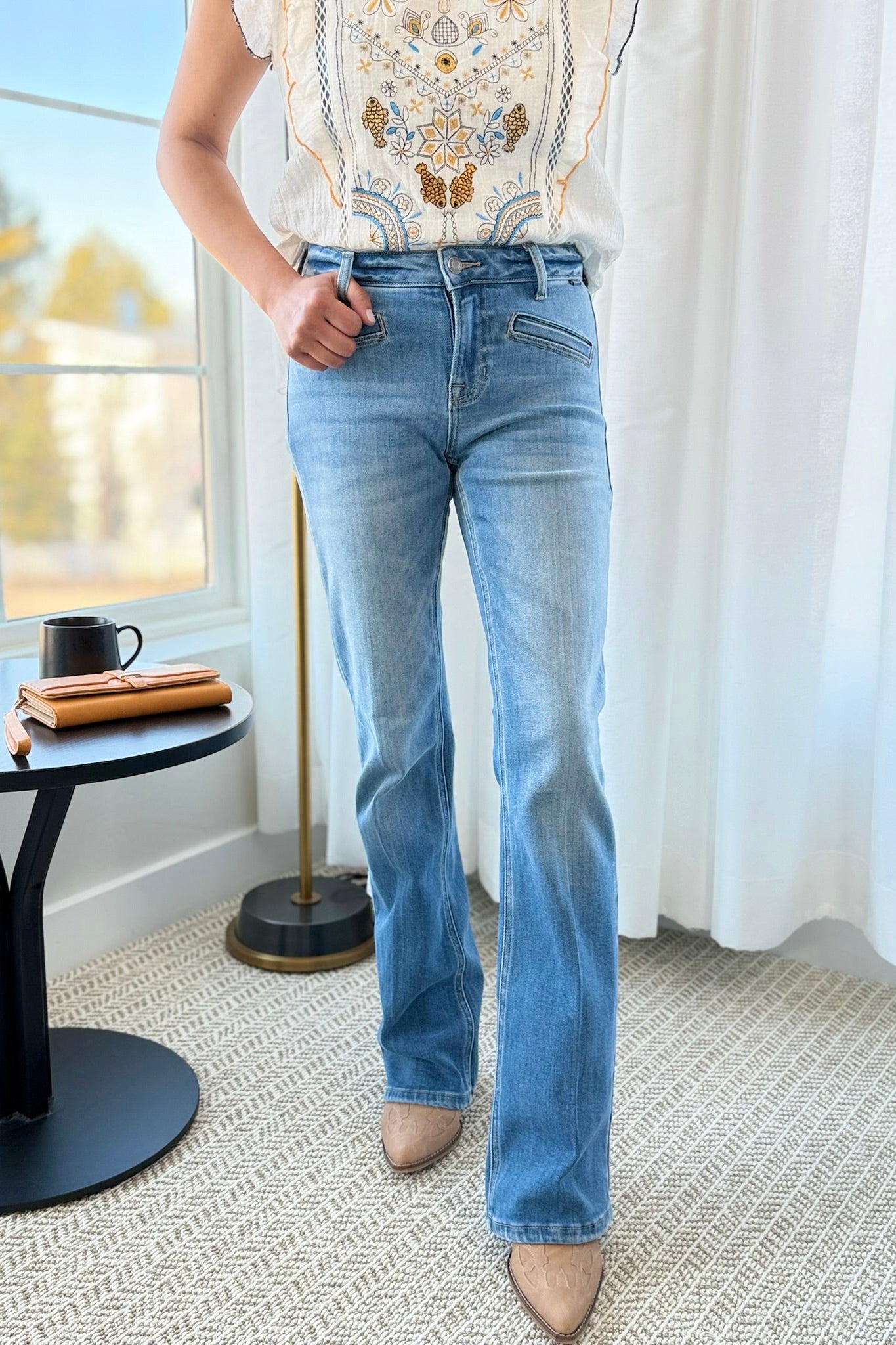 Mid Rise Bootcut Welt Pockets C269