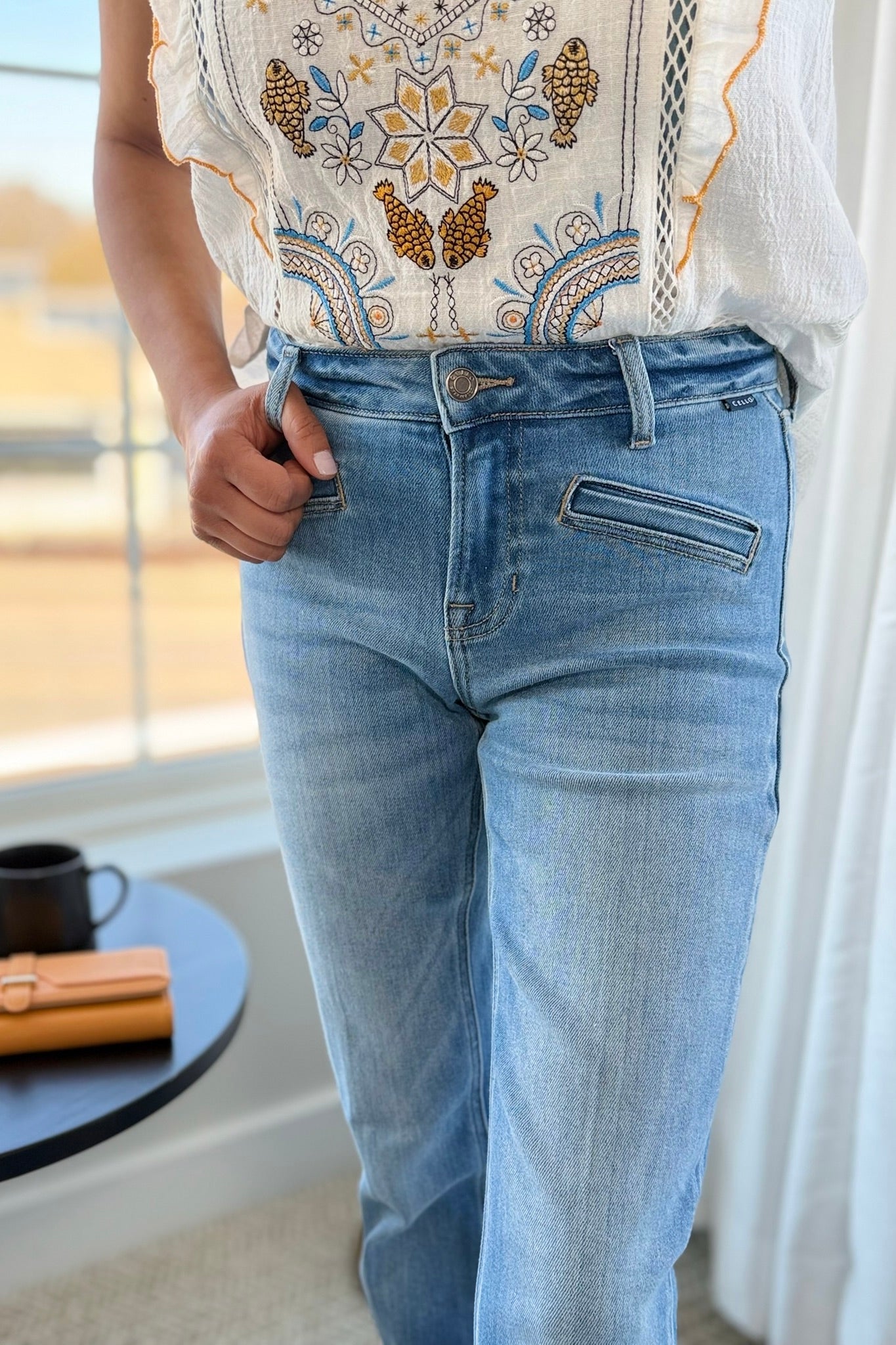 Mid Rise Bootcut Welt Pockets C269