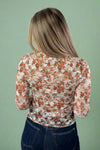 Long Sleeve Mesh Floral Top - White