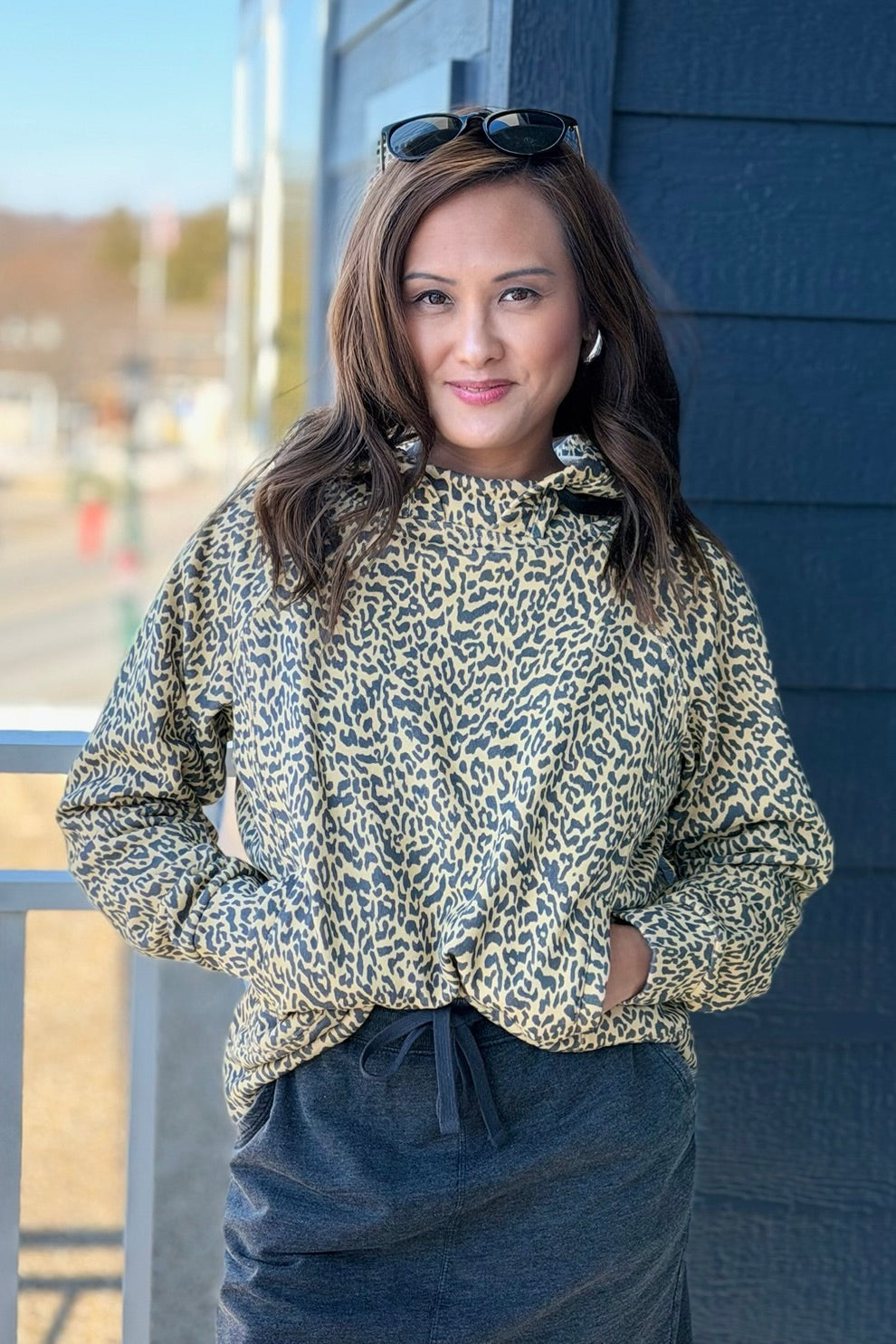 Printed French Terry Hoodie - Leopard