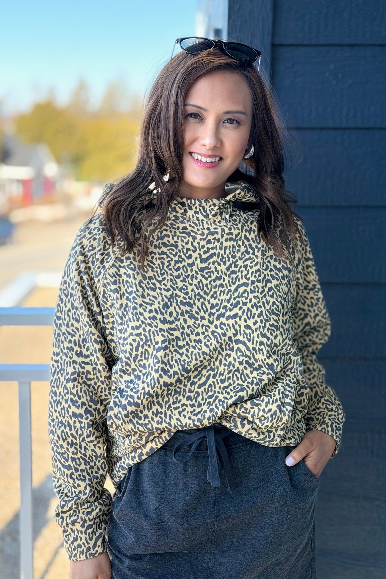 Printed French Terry Hoodie - Leopard