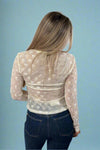 Bow Embroidered Mesh Top - Cream