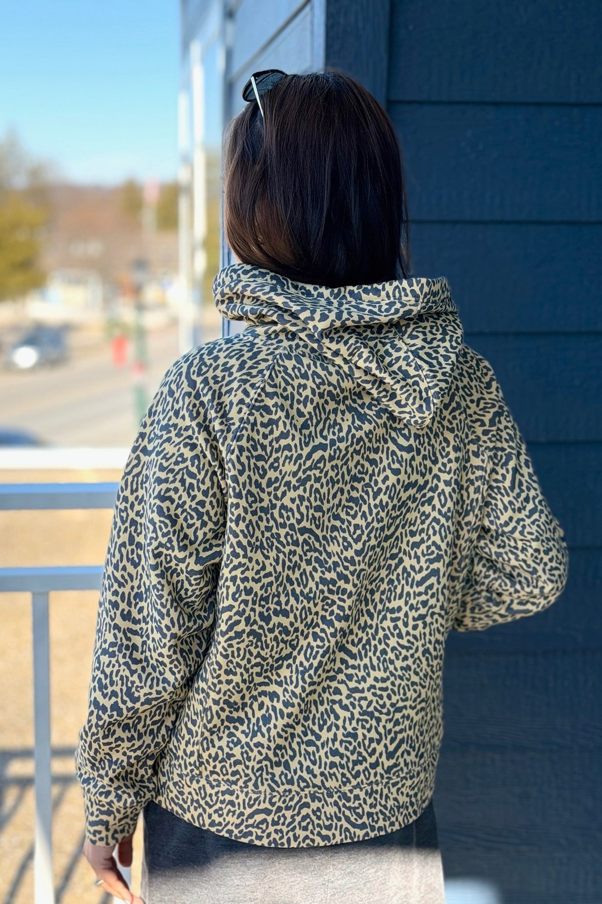 Printed French Terry Hoodie - Leopard
