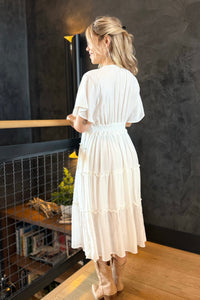 Smocked Tiered Maxi Dress - Off White